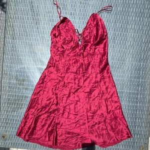 Victoria’s Secret vintage silk maroon lingerie dress, cross strap back, large